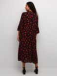 KAFFE Amber Floral Dress, Black/Red