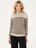 KAFFE Lizza Stripe Slim Fit Jumper, Feather Grey/Brown