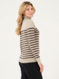 KAFFE Lizza Stripe Slim Fit Jumper, Feather Grey/Brown