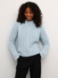 KAFFE Naja Rib Knit Wool Blend Jumper, Celestial Blue Mel