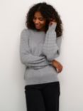 KAFFE Nanna Pattern Knit Sleeve Knit Top, Grey Melange