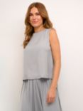 KAFFE Allie Satin Top, Steeple Grey