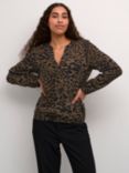 KAFFE Ditte Animal Print Top, Brown/Black