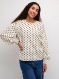 KAFFE Oscarna Polka Dot Top, Chalk/Black