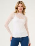 KAFFE Jolia Sheer Lace Long Sleeve Top, Chalk