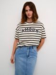 KAFFE Heidi Amour Stripe T-Shirt, Broken White/Black