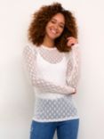 KAFFE Mina Sheer Polka Dot Top, Chalk