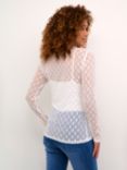 KAFFE Mina Sheer Polka Dot Top, Chalk