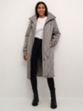 KAFFE Lindsay Quilted Longline Coat, Black Deep, Steeple Gray