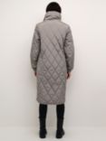 KAFFE Lindsay Quilted Longline Coat, Black Deep, Steeple Gray