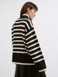 Albaray Stripe Turtle Neck Wool Blend Jumper, Black/White