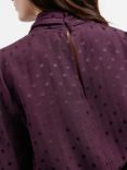 Albaray Polka Dot Jacquard Top, Burgundy