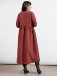 Albaray Organic Cotton Corduroy Gathered Dress, Burnt Orange