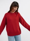 Albaray Boxy Drop Shoulder Wool Blend Jumper, Red