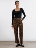 Albaray Animal Print Organic Cotton Blend Corduroy Trousers, Multi