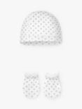 Petit Bateau Organic Cotton Bonnet and Mittens Set, WhiteMulti