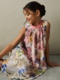 Reiss Kids' Kady Halterneck Floral Print Dress, Pink