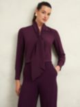 Hobbs Mimi Silk Blouse, Warm Plum