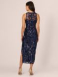 Adrianna Papell Leaf Sequin Midi Dress, Navy/Black