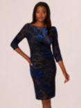 Adrianna Papell Metallic Velvet Cowl Dress, Black/Blue