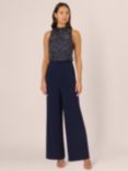 Adrianna Papell Beaded Blouson Jumpsuit, Navy/Multi