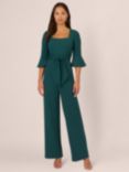 Adrianna Papell Knit Crepe Tie Front Jumpsuit, Hunter Green