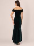 Adrianna Papell Velvet Off The Shoulder Maxi Dress, Dark Emerald