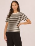 Adrianna Papell Stripe Crew Jumper, Cream/Black