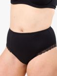 Oola Lingerie Soft Cotton Control High Waist Knickers, Black