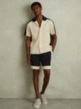 Reiss Pico Drawstring Colour Block Shorts, Off White/Navy, Off White/Navy