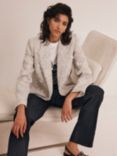 Mint Velvet Double Breasted Boucle Blazer, Cream