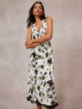 Mint Velvet Print Slip Midi Dress, Green/Multi