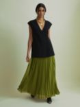 FLORERE Pleated Maxi Skirt, Khaki