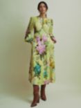 FLORERE Floral Blouson Sleeve Dress, Pale Green