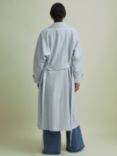 FLORERE Double Breasted Crepe Trench Coat, Pale Blue