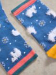 White Stuff Fluffy Polar Bear Ankle Socks, Blue/Multi