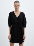 Mango Wally Wrap Mini Dress, Black