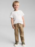 Mango Kids' Cotton Elasticated Waist Trousers, Medium Brown