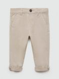 Mango Kids' Cotton Straight Chino Trousers, Natural White