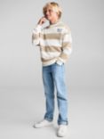 Mango Kids' Cotton Stripe Slogan Sweatshirt, Light Pastel Brown