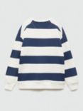 Mango Kids' Cotton Stripe Slogan Sweatshirt, Navy