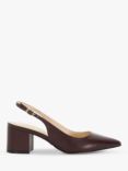 Dune Compelled Leather Pointed Slingback Courts, Burgundy