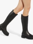 Dune Temmie Leather High Leg Chelsea Boots, Black