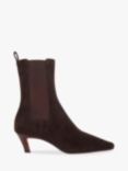 Dune Odele Suede Pointed Heeled Ankle Boots, Brown