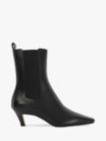 Dune Odele Leather Heeled Pointed Boots, Black