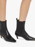 Dune Odele Leather Heeled Pointed Boots, Black