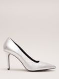 Phase Eight Metallic Leather Pointed Court Shoes, Silver