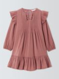 John Lewis Kids' Notch Neck Ruffle Dress, Dusty Pink