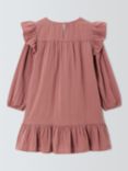 John Lewis Kids' Notch Neck Ruffle Dress, Dusty Pink