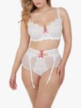 Playful Promises Camille Broderie Suspender Belt, White